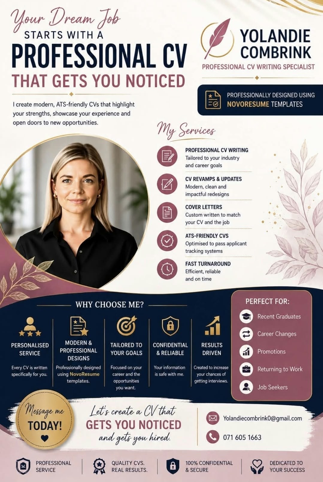 Yolandie Combrink - Professional CV Writing Specialist. Tap to message her on WhatsApp.